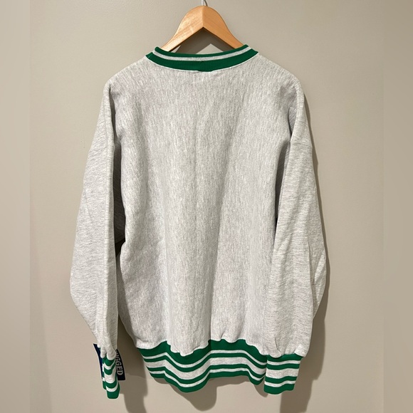 Masters Light Gray Crewneck Sweater with Green Trim and Yellow Logo - Picture 4 of 6